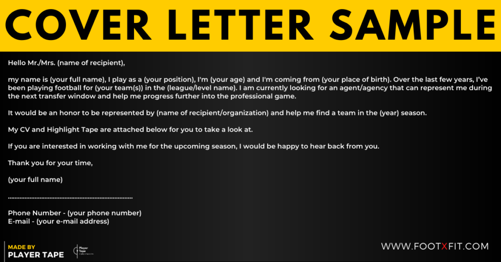 football cover letter sample