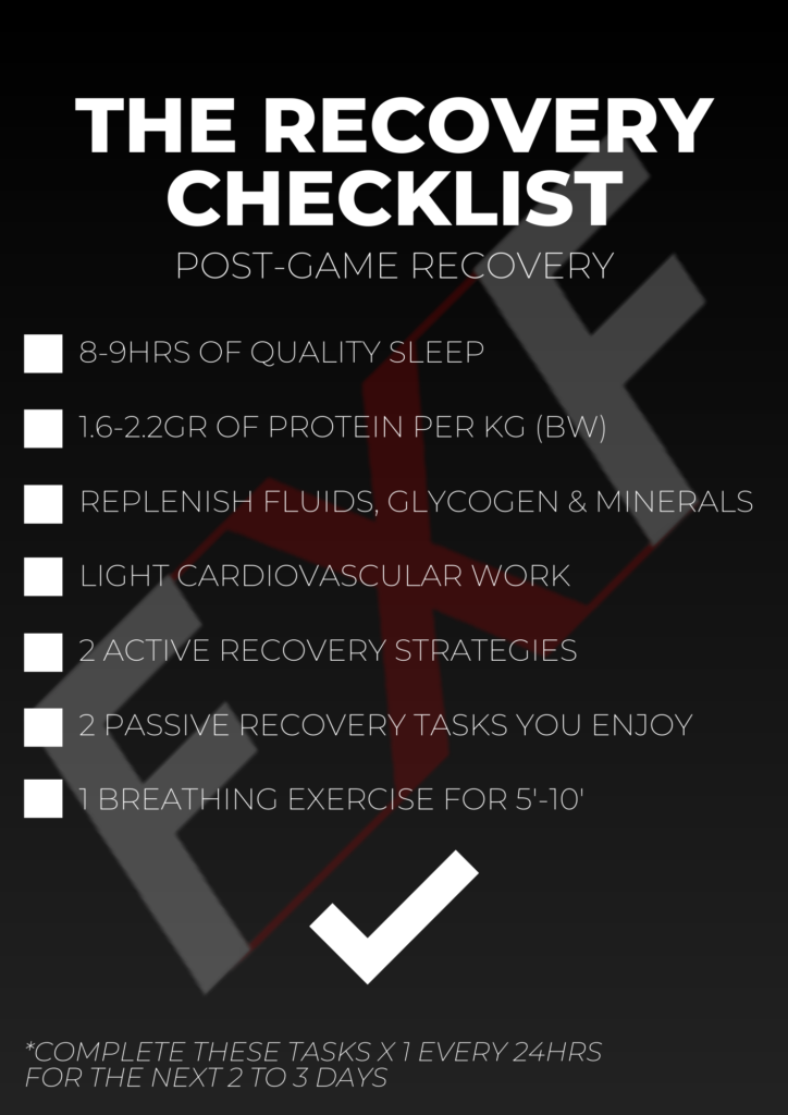 post game recovery checklist